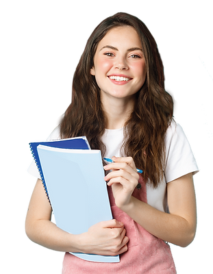 estudante segurando cadernos