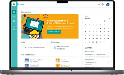 mockup computador jovens gênios